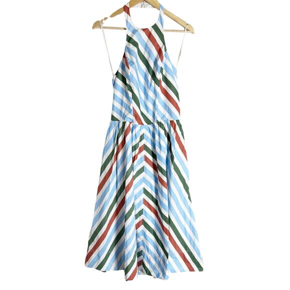 Maeve Anthropologie Multicolor Striped Sleeveless Halter A-Line Midi Dress M - Picture 3 of 13